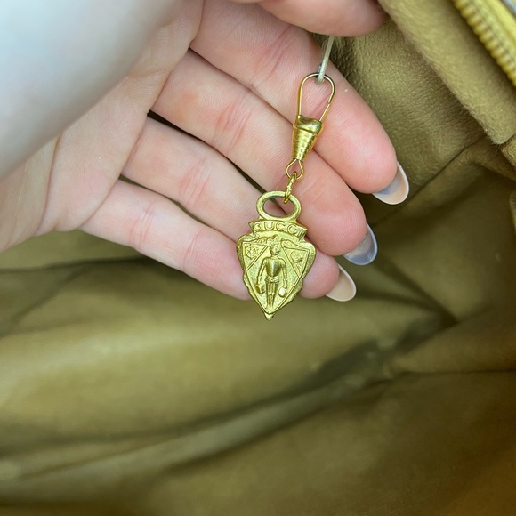 Gucci Vintage Micro GG Sherry Line Boston Bag - Rare Mustard Trim- Crest Charm- - Picture 11 of 15